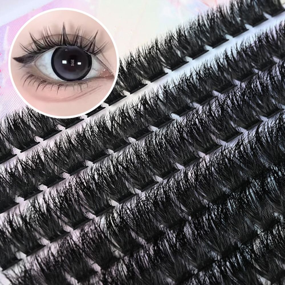 Eyelash Extension Wispy Look - ナチュラルルックつけまつげ ウィスピー風クラスターデザイン 3Dフェイクミンクまつげ 接着剤とシーラー付きDIYまつげエクステキット