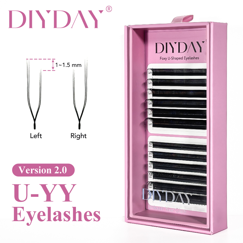 Eyelash Extension Volume Styles - DIYDAY フォクシー U-YY型まつげエクステ 左右兼用 U-YYボリューム濃密つけまつげ ナチュラルU型YYまつげ
