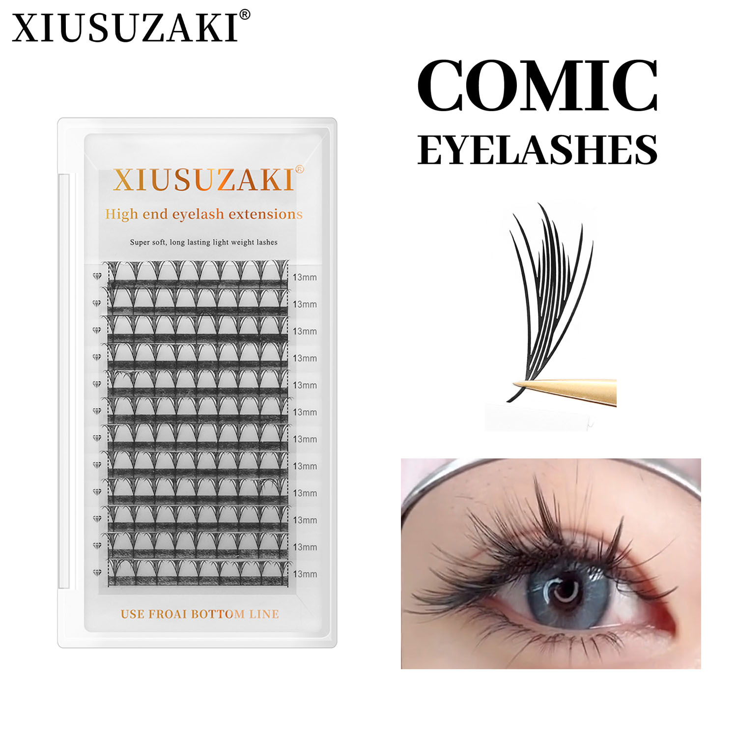 Eyelash Extension Volume Styles - XIUSUZAKI コミックプテリスまつげ新スタイル羽の形まつげエクステンション個別ボリューム既成ファンつけまつげメイクアップツール