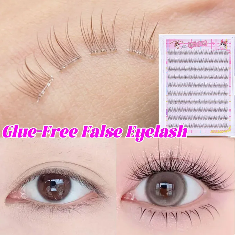 Eyelash Extension No 8 - ナチュラルフィッシュテールクラスターつけまつげ 8-10 ミリメートルミンクボリューム接着剤不要つけまつげエクステンション個別まつげ目メイク =