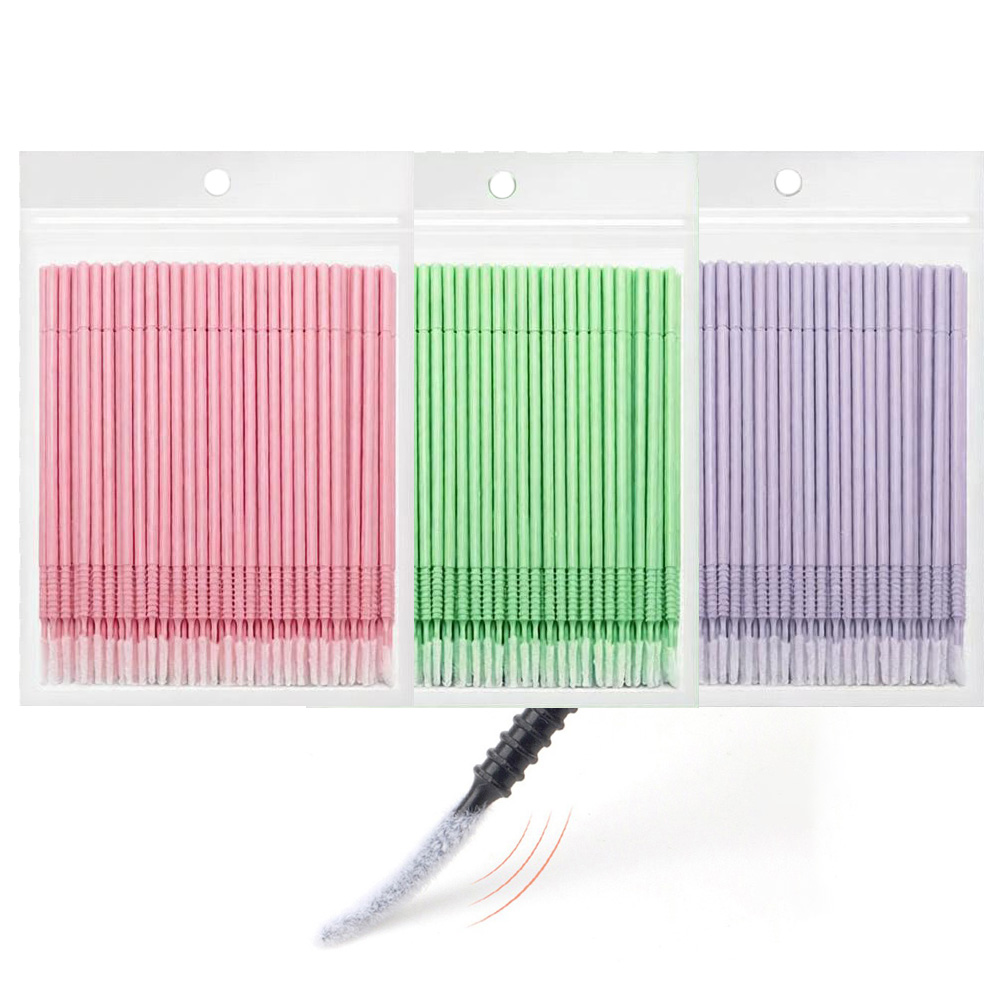Eyelash Extension Repair - 500本入りまつげエクステ洗浄スワブ ロング/ショートチップ ラッシュリフトグルーリムーバーアプリケーター マイクロブラシ メイクアップツール