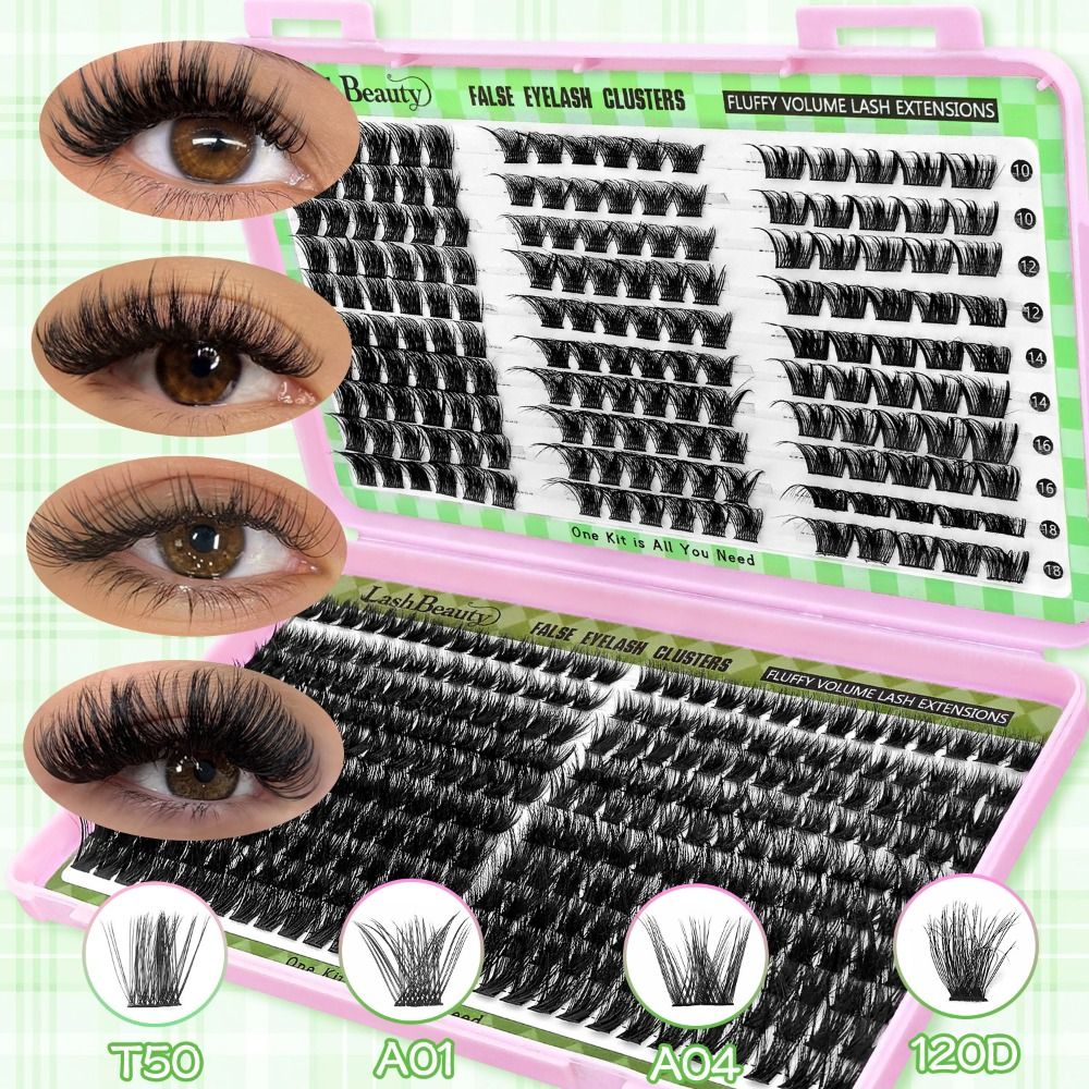 Eyelash Extension Wispy Look - ナチュラルルックつけまつげ ボンド＆シール クラスターデザイン 3Dフェイクミンクラッシュ ウィスピー風 アイメイクツール