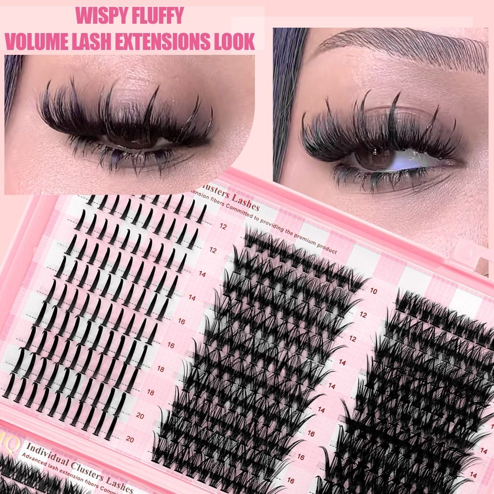 Eyelash Extension Wispy Look - 長さ9-16mmのつけまつげ 3Dボリューム ナチュラルルック DIYまつげエクステンションキット ウィスピースタイル ふんわりとした束