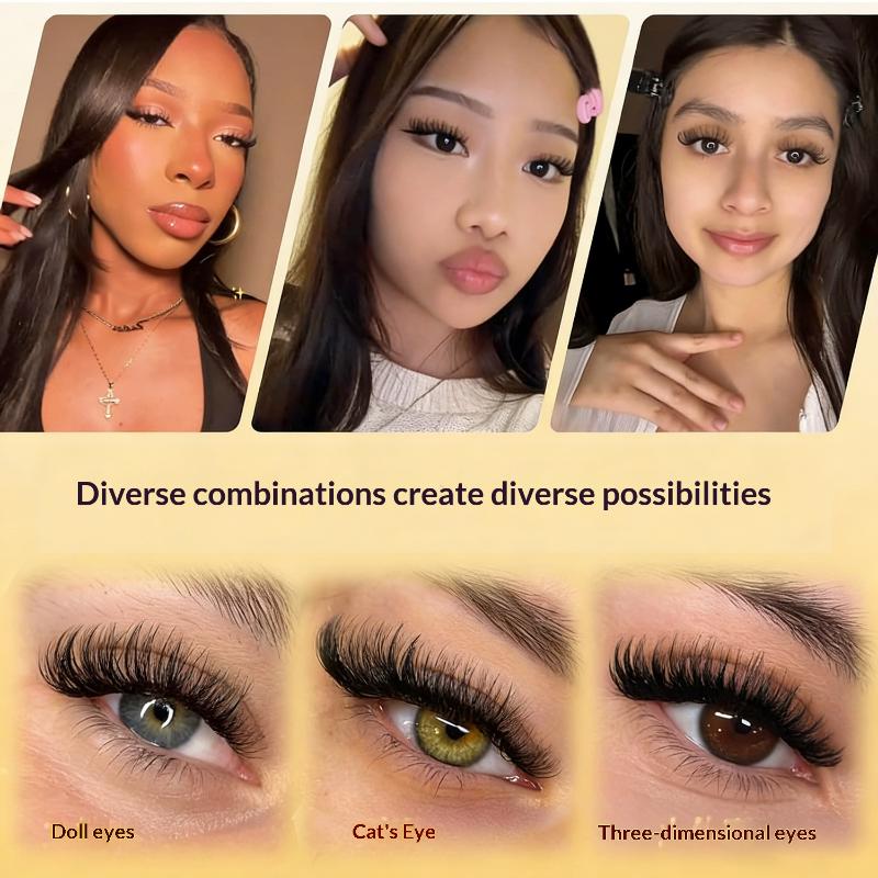 Eyelash Extension Kits - 新しいDIYまつげエクステキット、接着剤不要の個別まつげクラスター、フェイクミンクまつげエクステミックスセット、自然なまつげ仕上げ