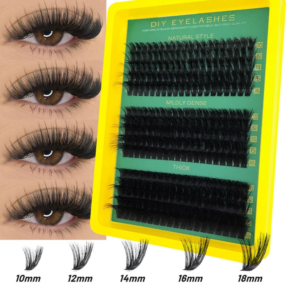 Eyelash Extension Wispy Look - ナチュラルルックつけまつげ ボンド＆シール ウィスピー風 DIYまつげエクステキット クラスターデザイン フェイクまつげメイクアップ強化