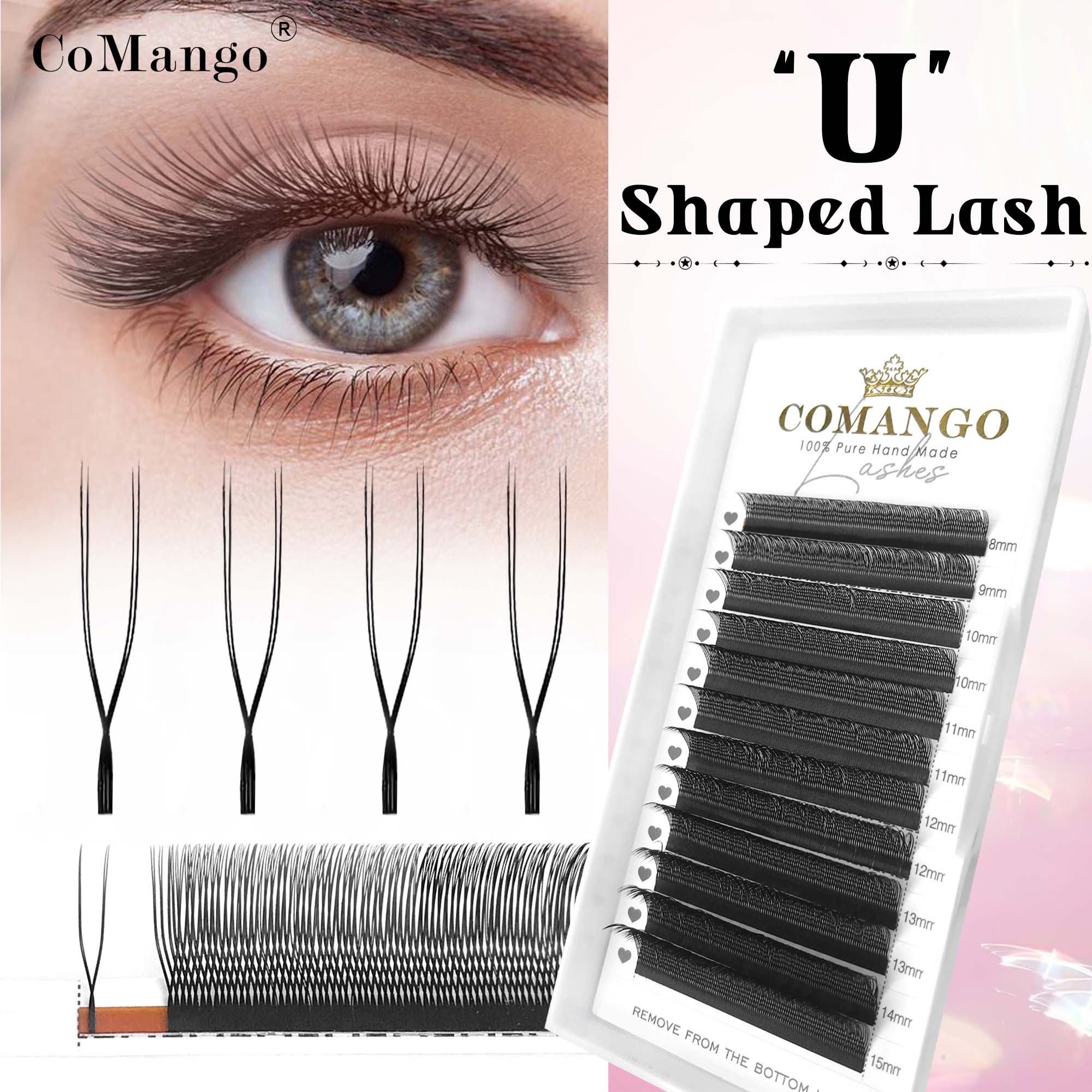 Eyelash Extension Volume Styles - CoMango U型平行花まつげUスタイルYYまつげエクステンション自然なボリュームつけまつげメイクツール