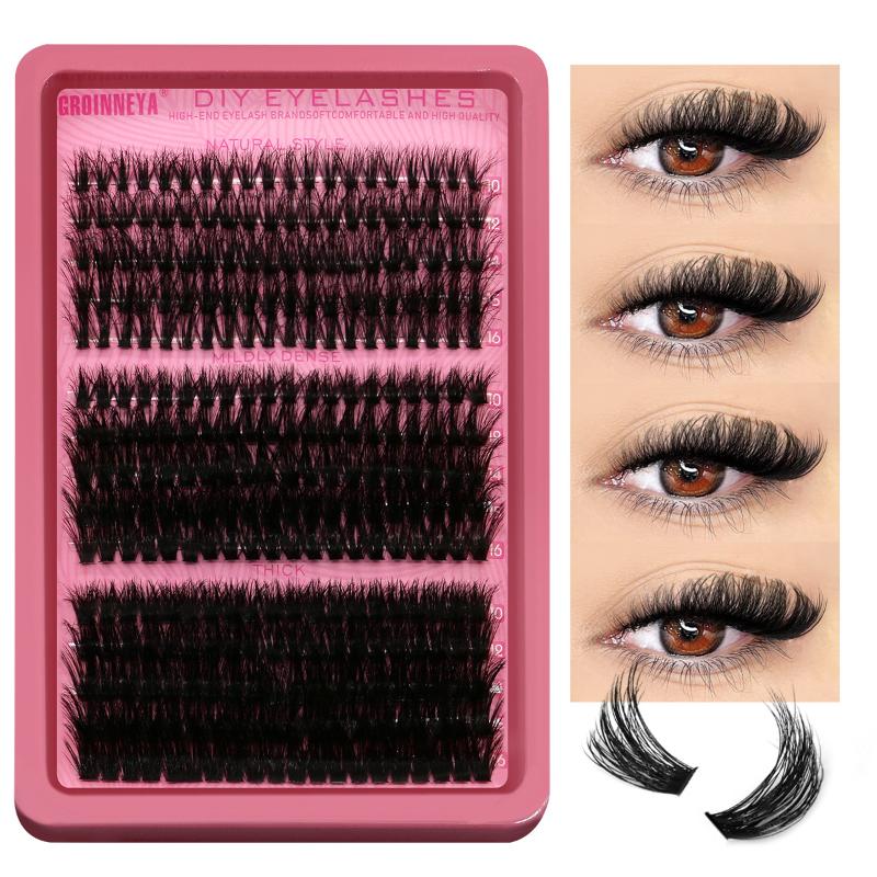 Eyelash Extension Kits - クラスターラッシュキット 個別ラッシュ ボリュームミックストレイ 3Dフェイクミンクラッシュ ウィスピーまつげエクステ DIYメイクアップ