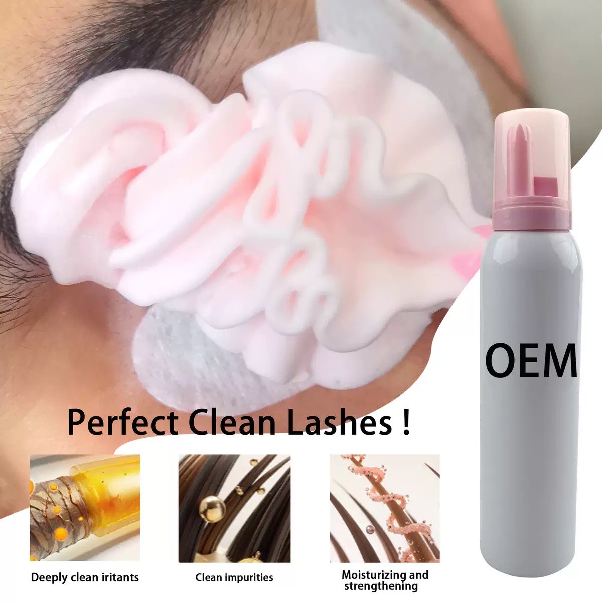 カスタマイズされたホイップラッシュシャンプーピンクフォームク - Eyelash Extension Logo のレビューと価格