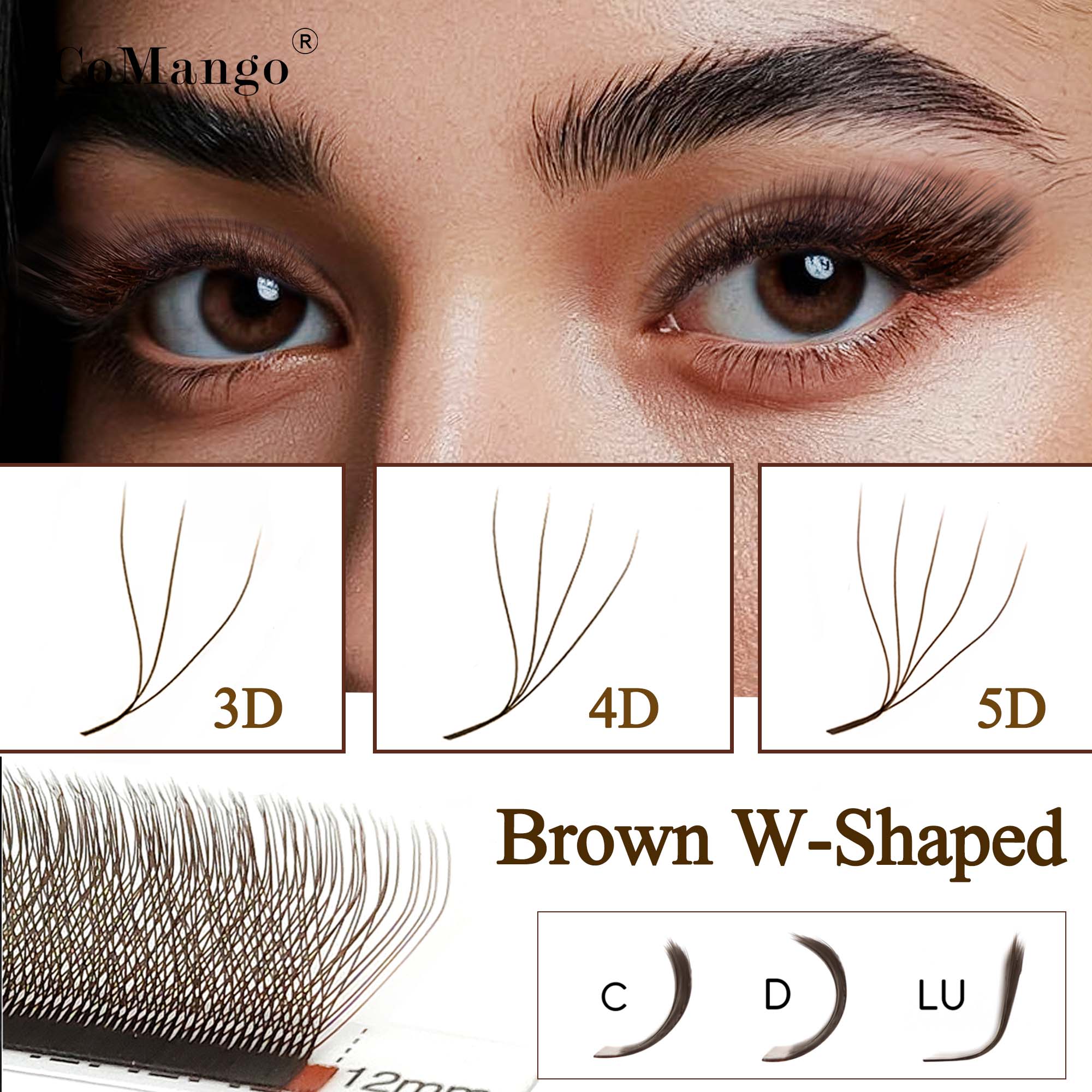 CoMango C/D/LUブラウン 3D/4D/5D W字 - Eyelash Extension Volume Styles のレビューと価格