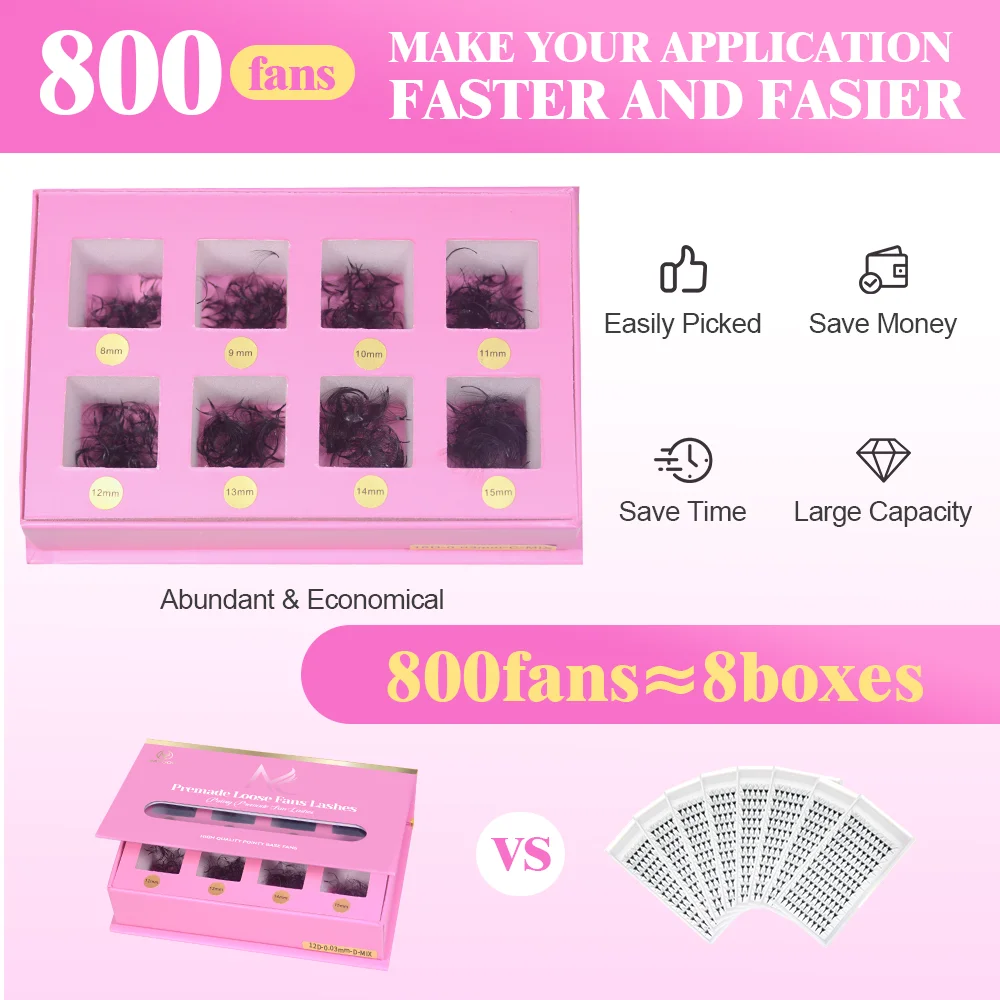 MAYOOC 800ファン ルーズファンラッシュ まつげエク - Eyelash Extension Logo のレビューと価格