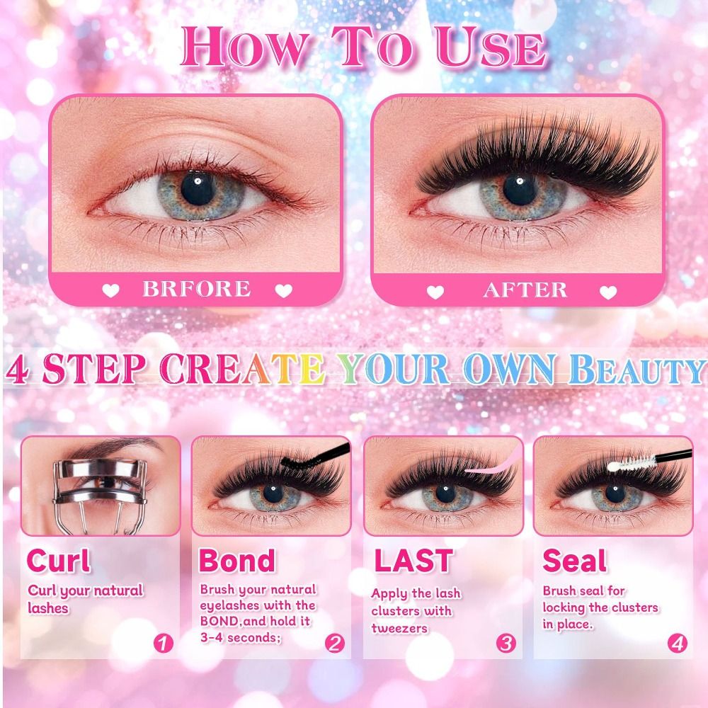 ナチュラルルックつけまつげ ウィスピー風 ボンド＆シール D - Eyelash Extension Wispy Look のレビューと価格