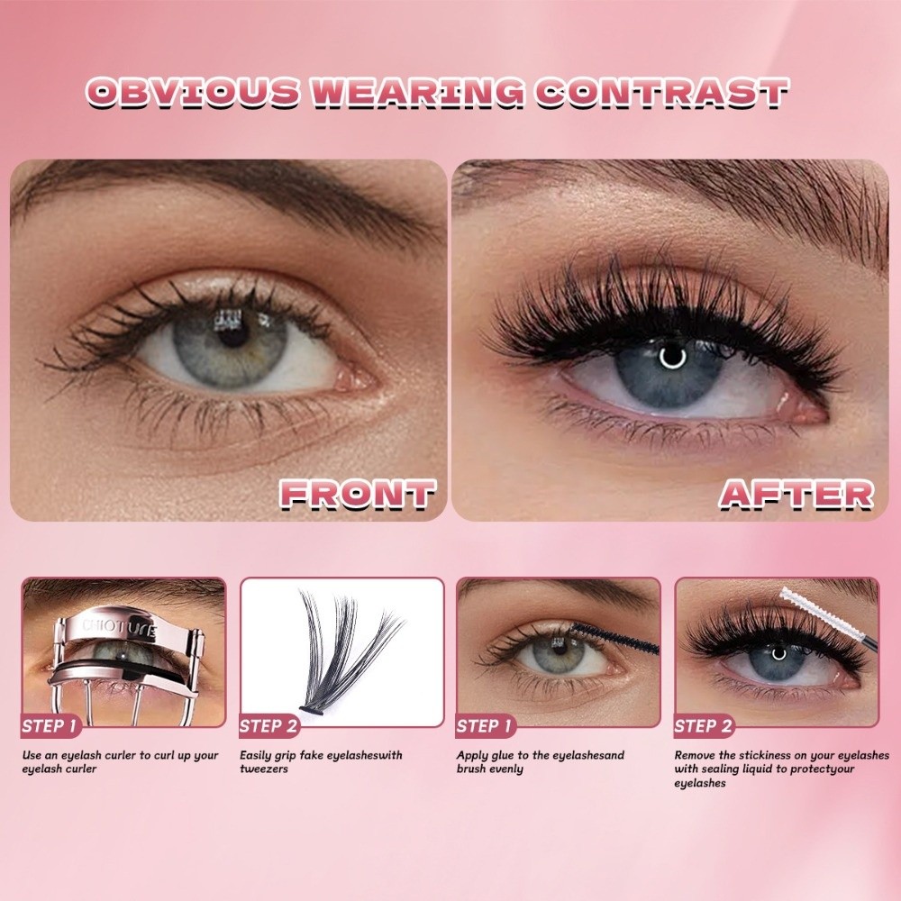 8-16mmの長さのつけまつげ、ナチュラルな見た目、ウィスピ - Eyelash Extension Wispy Look のレビューと価格
