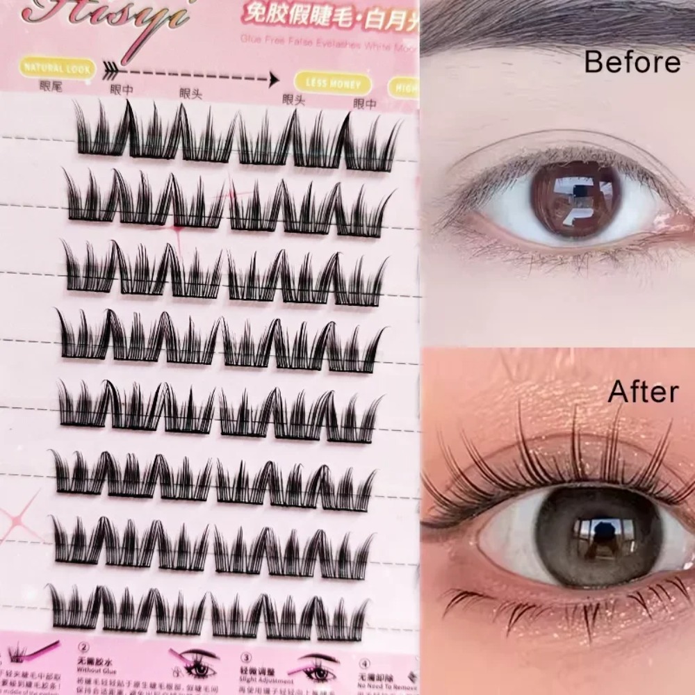 8列の自己粘着式つけまつげ、接着剤不要、自然な見た目、毎日の - Eyelash Extension No 8 のレビューと価格