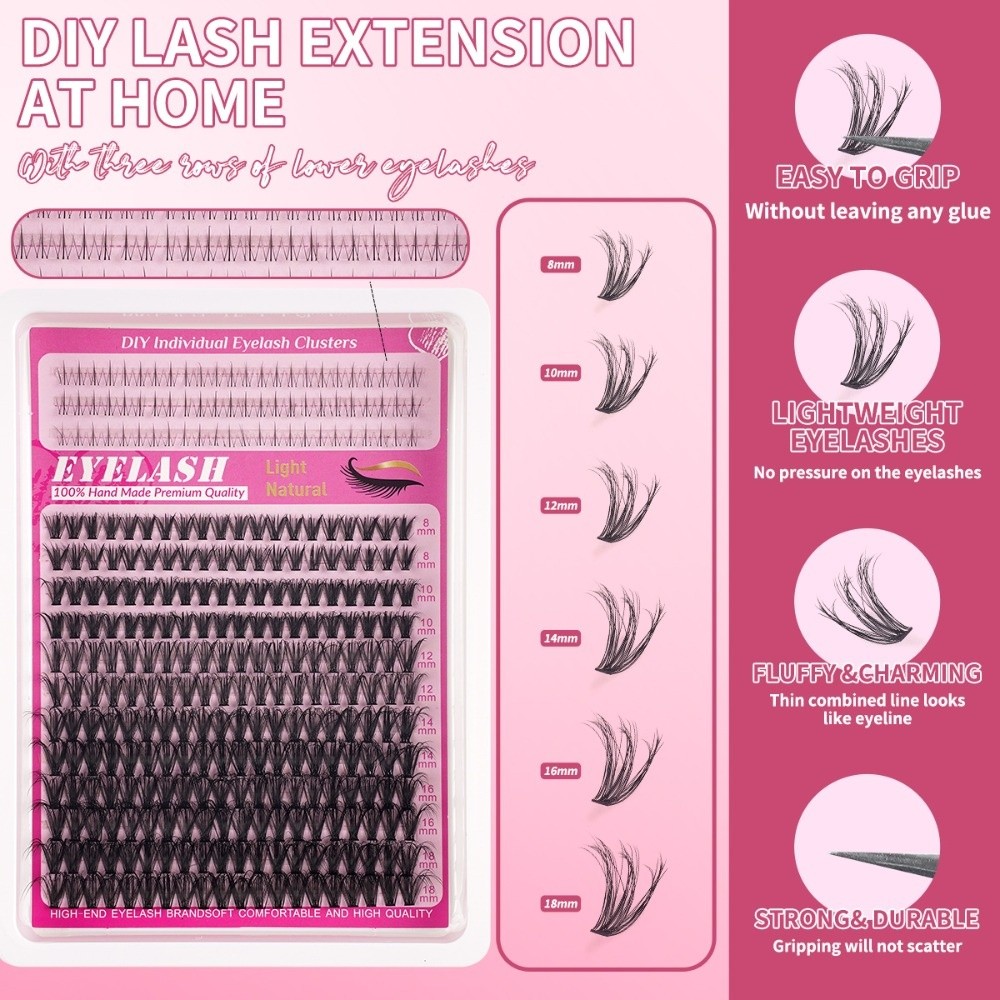 8-18mmの長さのつけまつげ、ナチュラルな見た目、ウィスピ - Eyelash Extension Wispy Look のレビューと価格